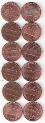 США Одноцентовики 12шт ФИКС 12-1а - 1 Цент 12шт Р 12-1а