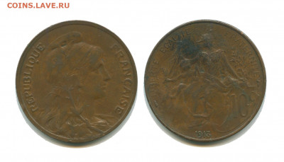 Франция 10 сантимов 1913, 06.05.2022 22.00 мск - франция 10 сантимов 1913
