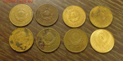 3 копейки 1930-53 восемь штук до 10.05, 22.00 - 3 коп разнобой 8 шт._2