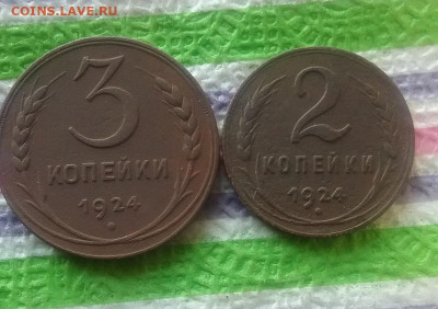 2 монеты 1924: 2 коп, 3 коп до 09.05.2022 в 22 Мск - 20220504_163034 а