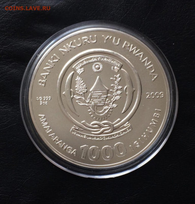 1000 Франков 2009 г.Козерог.3 унции серебро.Руанда до 08.05 - 7