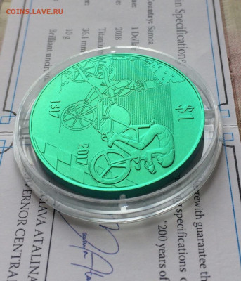 1 доллар 2018г. Велосипед. Титан 990 проба.до 08.05.22 - 86
