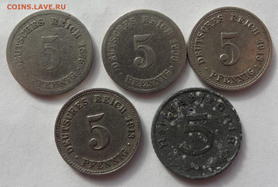 5 пфеннигов-5шт.(1876-1941гг.) до 08:05. в 22:00мск. - DSC00682 (2).JPG