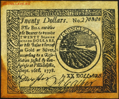 Континентальная банкнота, 1778 г. - 1778