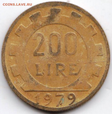Италия 200 лир 1979 г. до 25.05.22 г. в 23.00 - 065