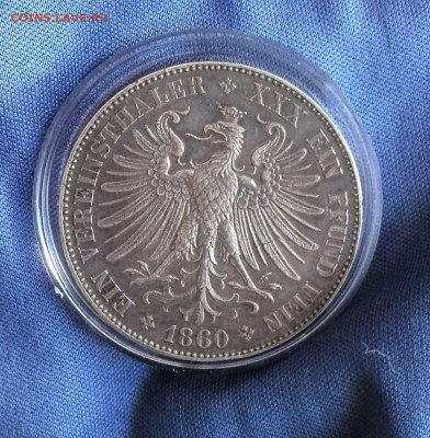 1 талер Франкфурт. 1860 года. до 24.05 - 22.00 - т3
