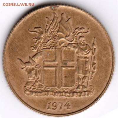 ИСЛАНДИЯ 1 крона 1974 г. до 27.05.22 г. в 23.00 - 050