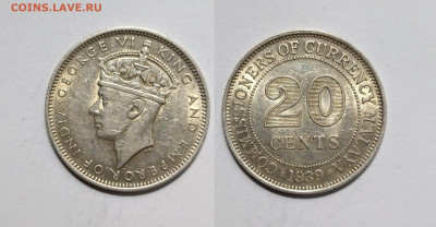 Британская Малайя 20 центов 1939 г Георг VI - 26.05 - IMG_20220515_115418