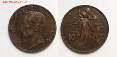 Италия 10 чентезимо 1911 г 50 лет Королевству - 28.05 - IMG_20220524_152603