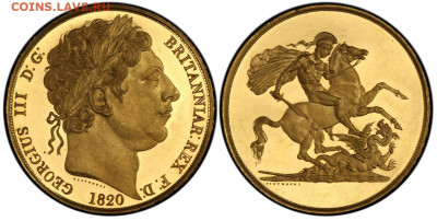Досчитаем до 10 000 или более - GREAT BRITAIN. George III. (King, 1760-1820). 1820 AV Pattern Five Pounds. 1