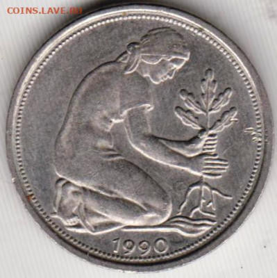 ГЕРМАНИЯ 50 пфеннигов 1990 г.F  до 31.05.22 г. в 23.00 - 025