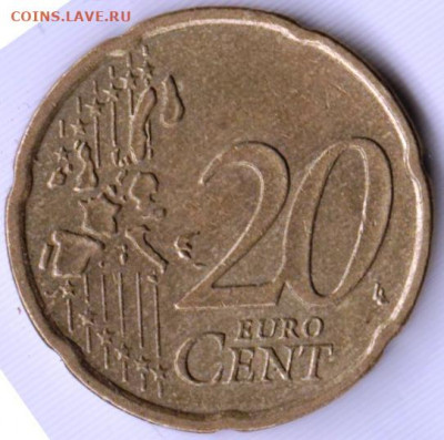 ГЕРМАНИЯ 20 евроцентов 2002 г. D до 31.05.22 г. в 23.00 - 048