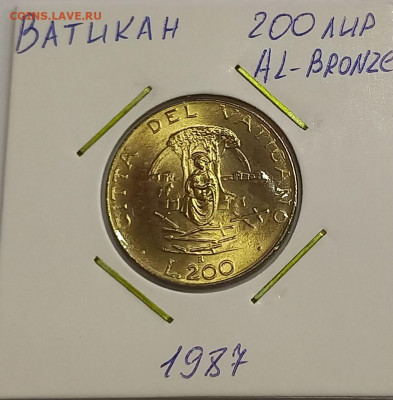 Ватикан 200 лир 1987. UNC. Тираж - 80 000 шт. - 4