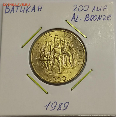 Ватикан 200 лир 1989. UNC. Тираж - 60 000 шт. - 4