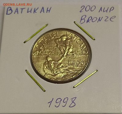 Ватикан 200 лир 1998. UNC. Тираж - 28 500 шт. - 6
