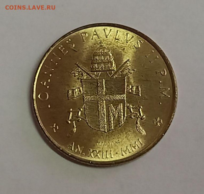 Ватикан 200 лир 2001. UNC. Тираж - 376 000 шт. - 22