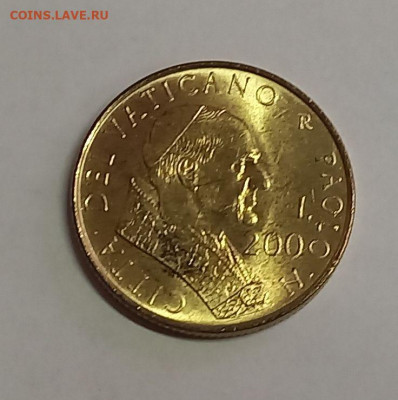 Ватикан 200 лир 2001. UNC. Тираж - 376 000 шт. - 14