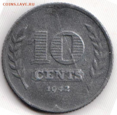 НИДЕРЛАНДЫ  10 центов 1942 г. до 31.05.22 г. в 23.00 - 049