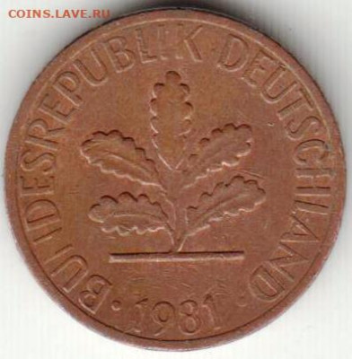 ГЕРМАНИЯ 1 пфенниг 1981 г. J  до 03.06.22 г. в 23.00 - 057
