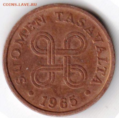 ФИНЛЯНДИЯ 5 пенни 1965 г. до 03.06.22 г. в 23.00 - 063