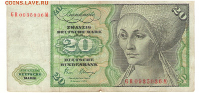 20 МАРОК ФРГ 1980 г   до 03.06 - 20 фрг