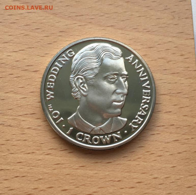 Крона Шайба Остров Мэн 1 крона 1991 принц Чарльз - krona_shajba_ostrov_men_1_krona_1991_princ_charlz_10_let_svadbe_princa_charlza_i_princessy_diany