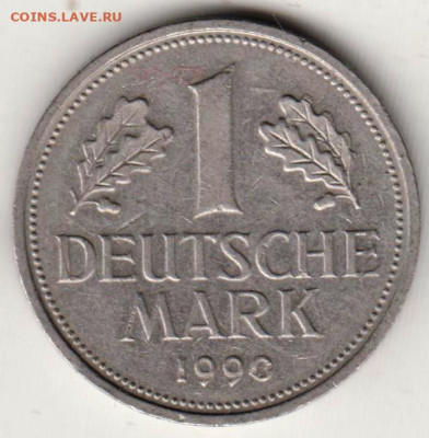 ГЕРМАНИЯ 1 марка 1990 г. А до 08.06.22 г. в 23.00 - 023