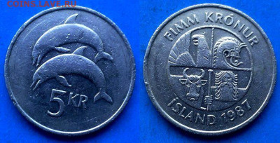Исландия - 5 крон 1987 года (Фауна) до 8.06 - Исландия 5 крон, 1987