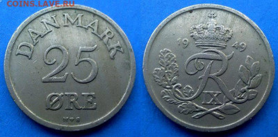 Дания - 25 эре 1949 года до 8.06 - Дания 25 эре, 1949