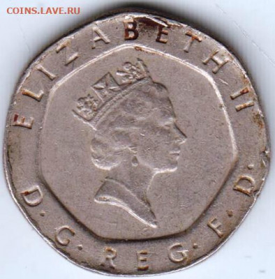 ВЕЛИКОБРИТАНИЯ 20 пенсов 1990 г. до 12.06.22 г. в 23.00 - 014