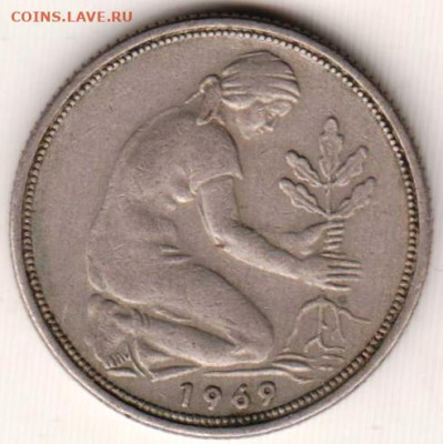 ФРГ 50 пфеннигов 1969 г. D до 13.06.22 г. в 23.00 - 019