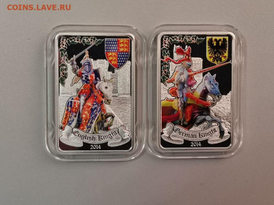 1000 франков 2014 г. Бенин - Рыцари (2 шт), Ag999, до 12.06 - Я Рыцари-2