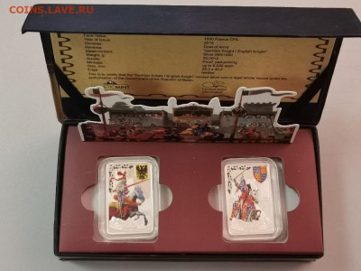 1000 франков 2014 г. Бенин - Рыцари (2 шт), Ag999, до 12.06 - Я Рыцари-1