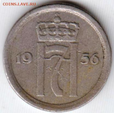 НОРВЕГИЯ 25 эре 1956 г. до 15.06.22 г. в 23.00 - 019