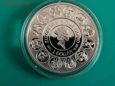 1дол 2011 Ниуэ- Зодиак А.Мухи - Телец, серебро, до 14.06 - Я Муха-Телец-2