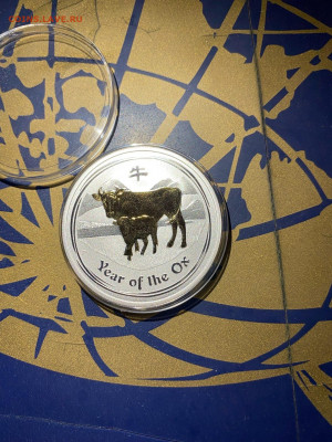 1 Доллар. Лунный календарь Год Быка Лунар Позолота, 2009 до  - 1NvY5pahOBE