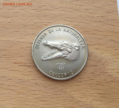Куба 1 песо 1985 Природный заповедник - Кубинский крокодил - kuba_1_peso_1985_prirodnyj_zapovednik_kubinskij_krokodil_golova_fauna_zhivotnye