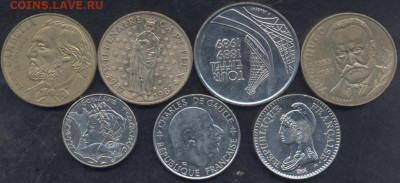 Юбилейные монеты Франции. Лот 7 монет.12.06.2022 г. 22 -00 М - Юбилейка Франции 1