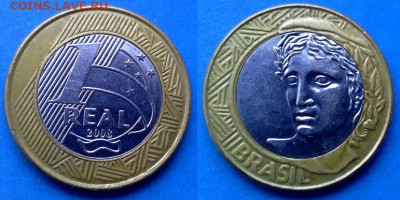 Бразилия - 1 реал 2008 года (БИМ) до 18.06 - Бразилия 1 реал, 2008