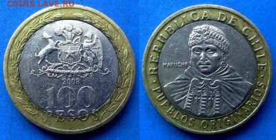 Чили - 100 песо 2008 года (БИМ) до 18.06 - Чили 100 песо, 2008