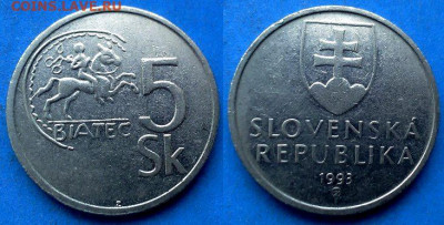 Словакия - 5 крон 1993 года до 18.06 - Словакия 5 крон, 1993