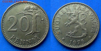 Финляндия - 20 пенни 1975 года до 18.06 - Финляндия 20 пенни, 1975