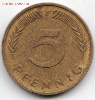 ФРГ 5 пфеннигов 1980 г. F до 23.06.22 г. в 23.00 - 032