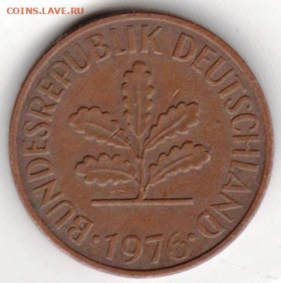 ФРГ 2  пфеннига 1976 г. J до 23.06.22 г. в 23.00 - 014
