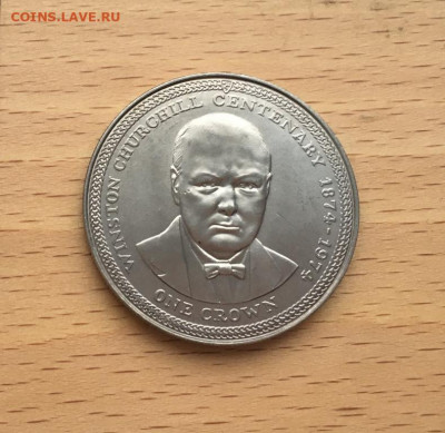 Крона Шайба Остров Мэн 1 крона 1974 100 лет Уинстон Черчилль - krona_shajba_ostrov_men_1_krona_1974_100_let_so_dnja_rozhdenija_uinstona_cherchillja