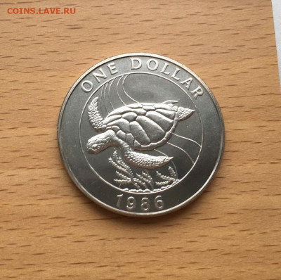 Крона Шайба Бермуды 1$ доллар 1986 Черепаха фауна животные - krona_shajba_bermudy_1_dollar_1986_cherepakha_fauna_zhivotnye