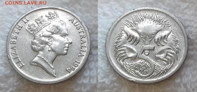 Австралия 5 центов 1994 до 24 июня 22-00 мск - АВСТРАЛИЯ 5 центов 1994 20190204_1532