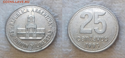Аргентина 25 сентаво 1993 до 24 июня 22-00 мск - АРГЕНТИНА 25 сентаво 1993 20181126_1257
