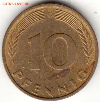 ФРГ 10 пфеннигов 1984 г. G до 24.06.22 г. в 23.00 - 024