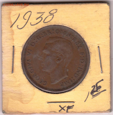ВЕЛИКОБРИТАНИЯ 1 пенни 1938 г. до 25.06.22 г. в 23.00 - 007